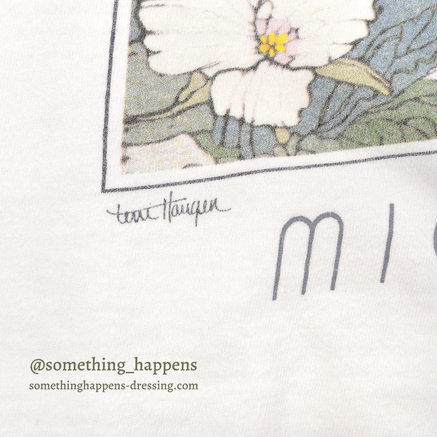 1990's HANES MICHIGAN FLORAL ART PRINT T-SHIRT...L