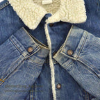 1970's Levi's 70605-0217 DENIM BOA JACKET ADD POCKETS / FADED... 44