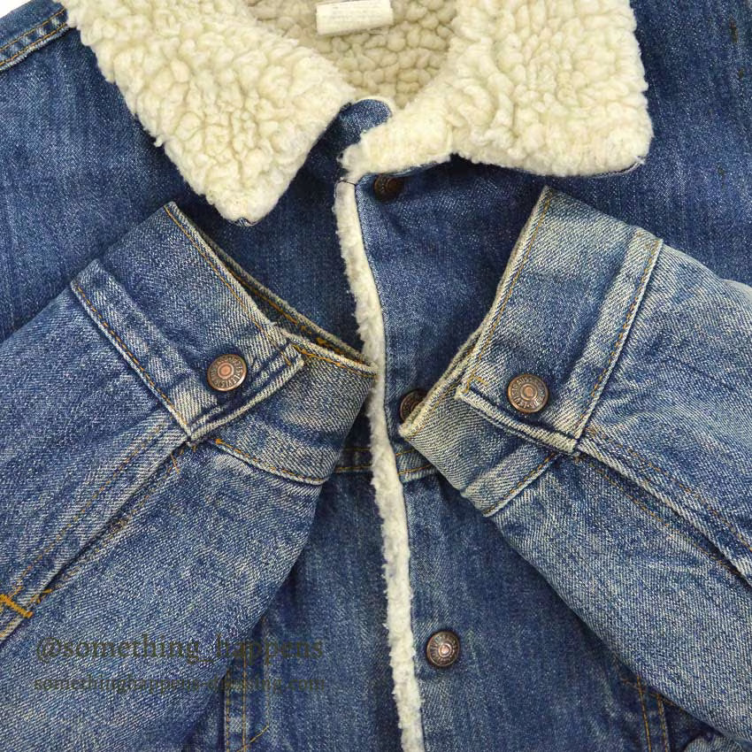 1970's Levi's 70605-0217 DENIM BOA JACKET ADD POCKETS / FADED... 44