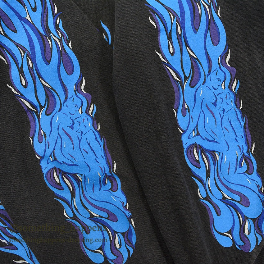 1990's ONEITA MOTORCYCLE ART FIRE PATTERN L/S T-SHIRT ... LARGE