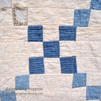 NINE PATCH INDIGO CALICO PATCHWORK QUILT... 202cm/168cm