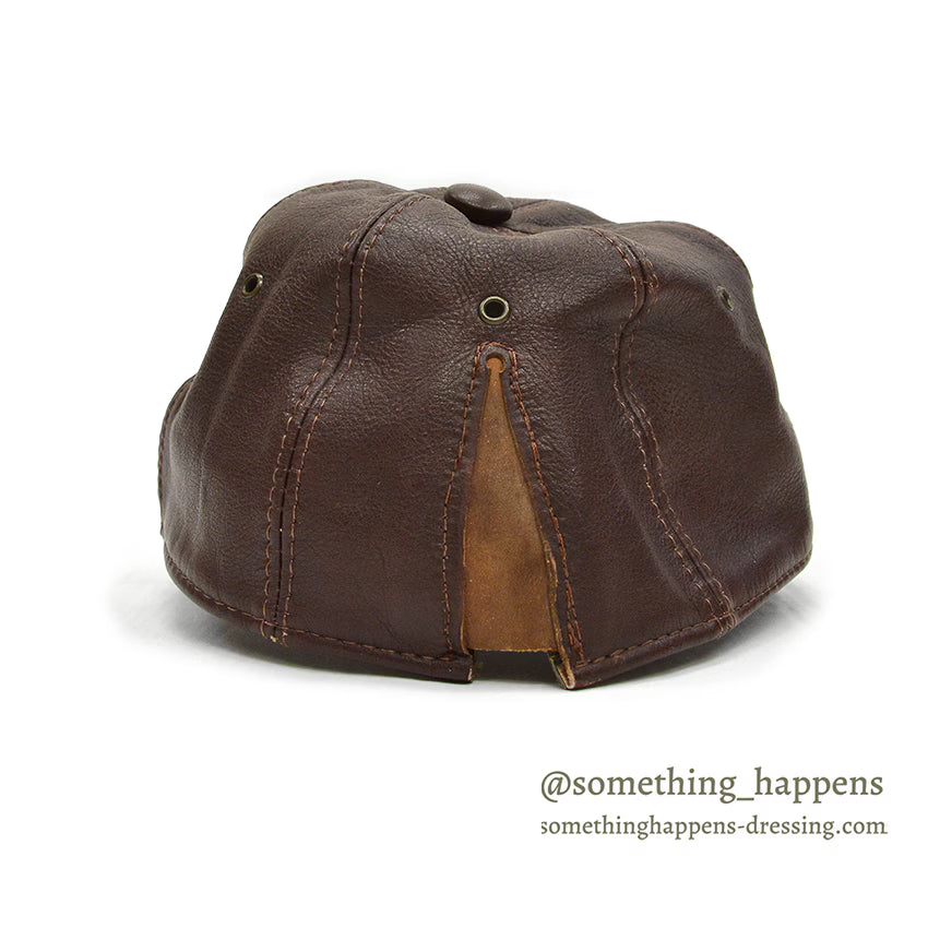 1980's~ BICK DARK BROWN LEATHER CAP SHORT BRIM...