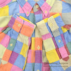 1990's J.CREW CRAZY COLOR PATCHWORK BD L/S SHIRT ... M