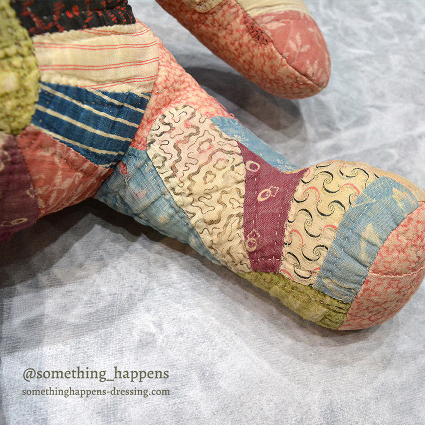 ANTIQUE CALICO PATCHWORK QUILTED TEDDY BEAR...