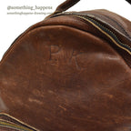 ~1970's PK DARK BROWN LEATHER BACKPACK...