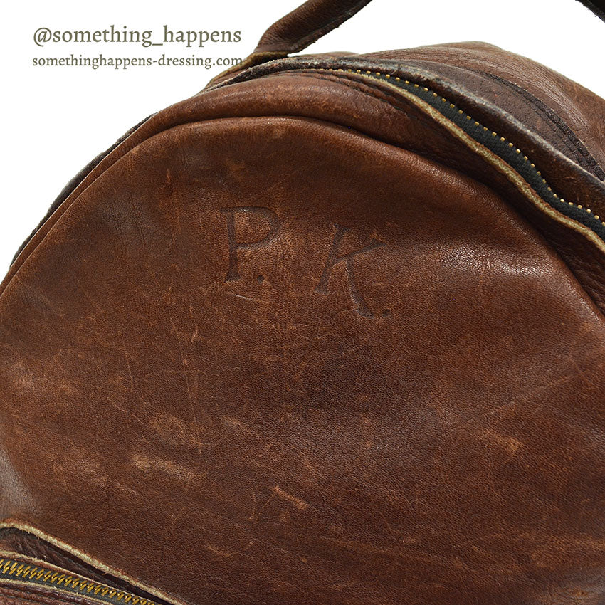 ~1970's PK DARK BROWN LEATHER BACKPACK...