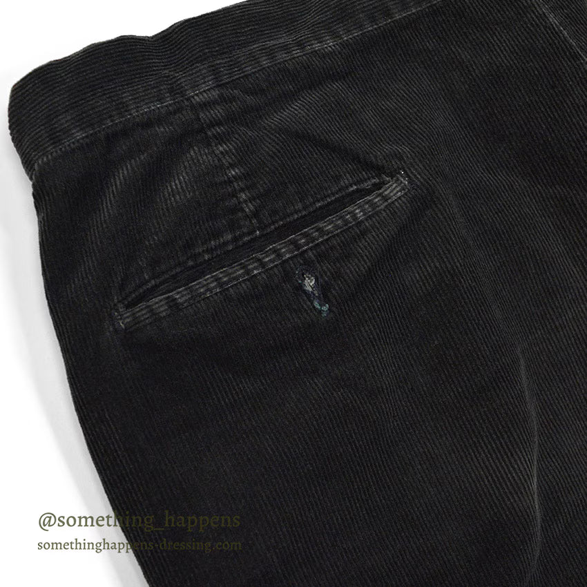 1960's BLACK CORDUROY SLACKS...W35/L28