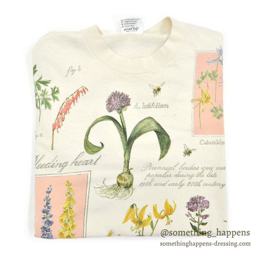 1990's REL-E-VANT PRODUCTS BOTANICAL ART PRINT T-SHIRT ... L