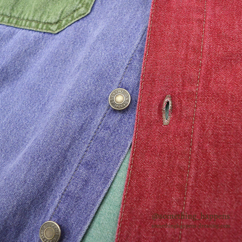 1980's〜 GAP MULTI COLOR DENIM WORK SHIRT ... L