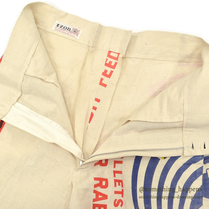 1960's DEADSTOCK IZOD OF LONDON FEED SACK PANTS... W33/L32