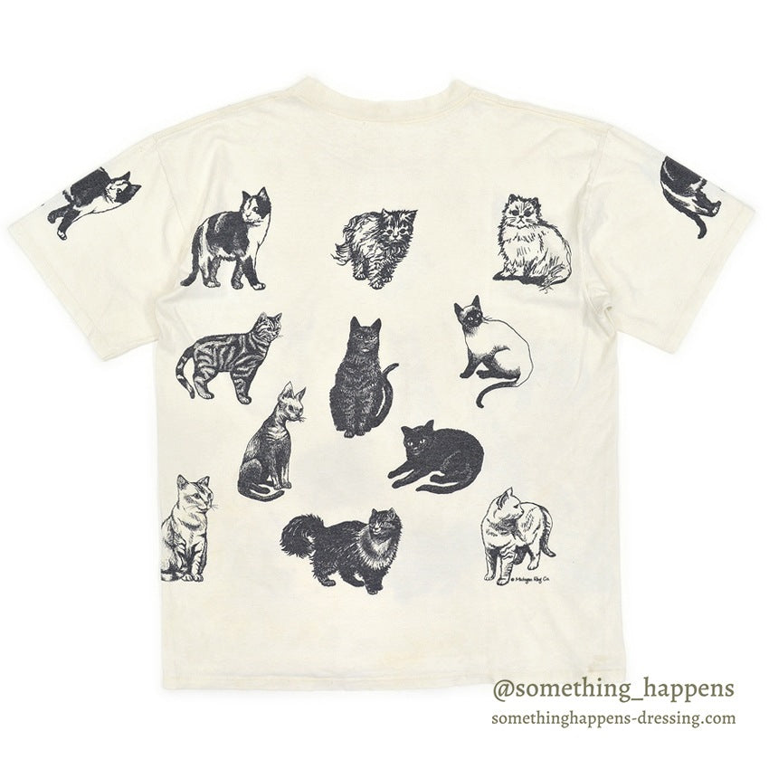 1990's MICHIGAN RAG CO. CAT PRINT T-SHIRT ...
