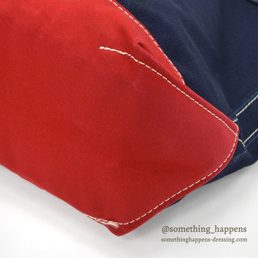 1980's LLBEAN DELUXE BOAT AND TOTE NAVY & RED... LARGE