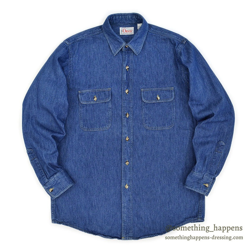 1980's ORVIS DENIM WORK SHIRT ... M