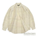 1990's DEADSTOCK STRUCTURE BEIGE PLAID LINEN SHIRT...L