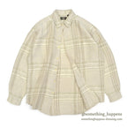 1990's DEADSTOCK STRUCTURE BEIGE PLAID LINEN SHIRT...L