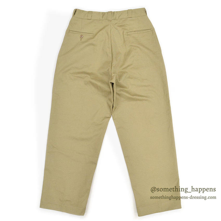 1960's DEADSTOCK USARMY TROUSERS, MEN'S, COTTON KAHKI SHADE-1 ... W33/L29