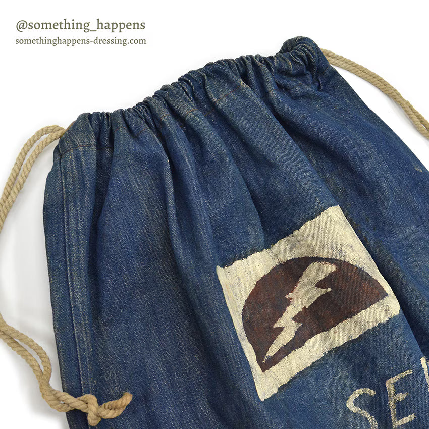 1910's USARMY WW1 ERA BLUE DENIM BARRACKS BAG HAND PAINT...