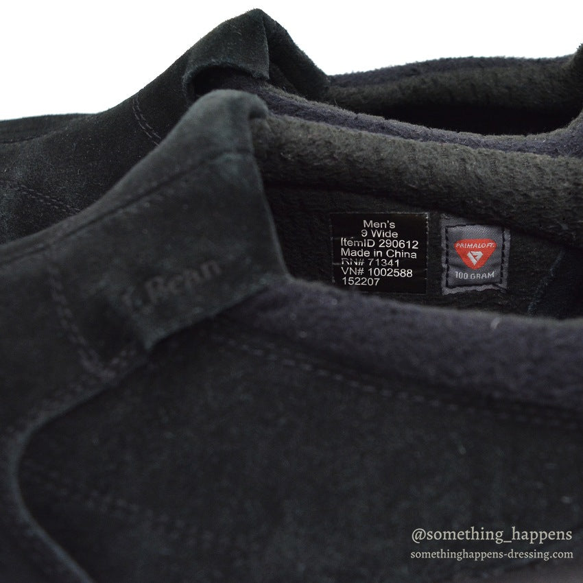 LLBEAN PRIMALOFT BLACK SUEDE LEATHER MOC SHOES...9W