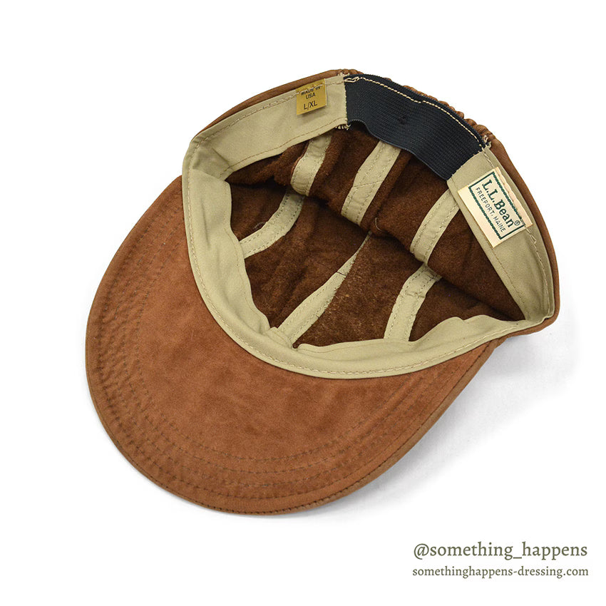 1980's DEADSTOCK LLBEAN CHESTNUT LEATHER CAP...L/XL