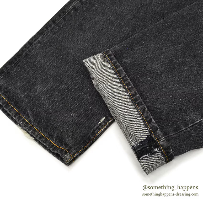 Levi's 501 BLACK DENIM PANTS Made in USA ORANGE STITCH... W34/L32