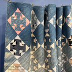 ANTIQUE INDIGO CALICO PATCHWORK QUILT BEAUTIFUL FADED... 196cm/164cm