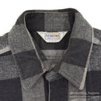 1970's~ FIVE BROTHER BLACK/GRAY PLAID FLANNEL SHIRT ... L