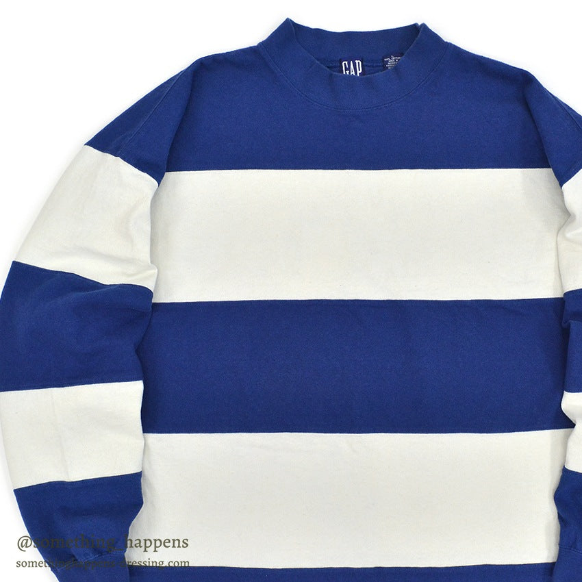 ~1990's GAP WIDE BLUE/WHITE STRIPE COTTON L/S TEE ... L