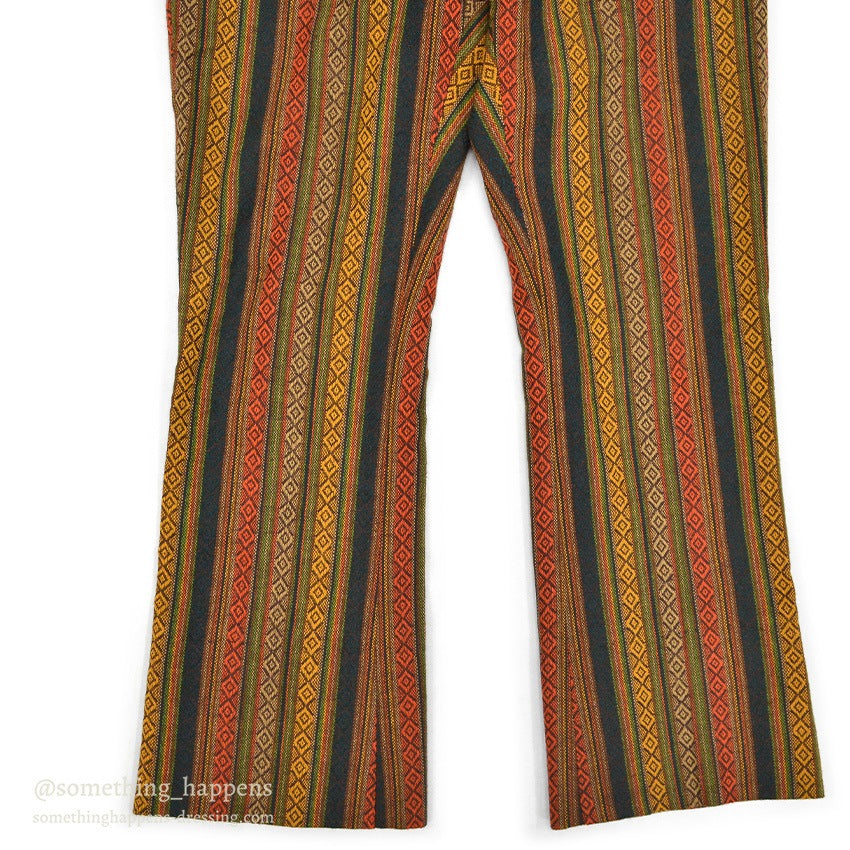 1970's MACH II BY ARROW MULTI STRIPE PATTERN FLARE PANTS... W32/L29