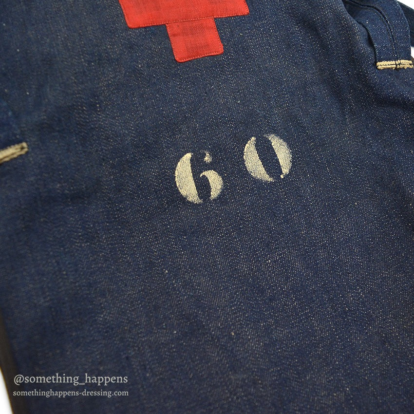 ~1940's AMERICAN RED CROSS DENIM SHOULDER DITTY BAG...