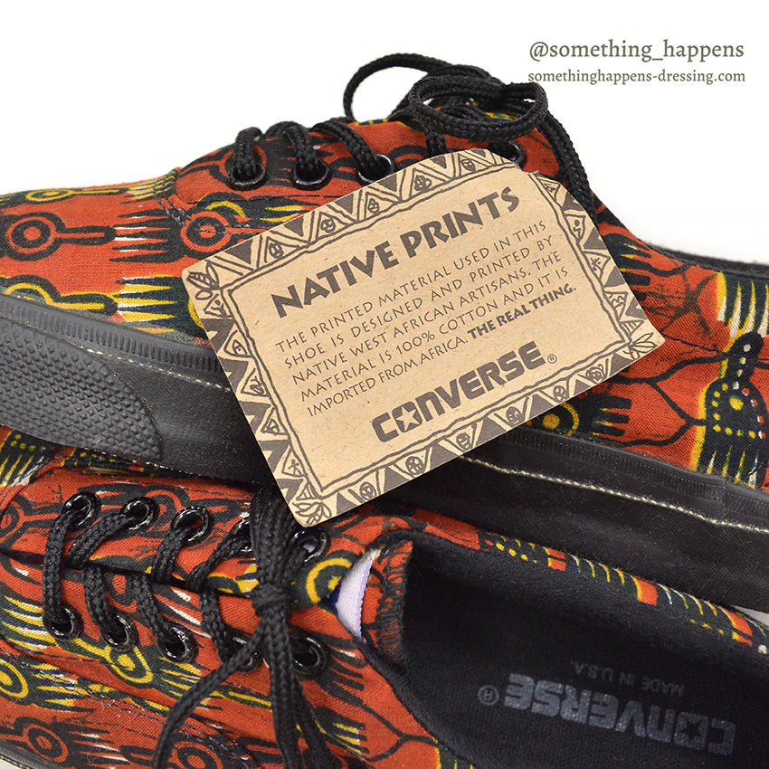 1990's DEADSTOCK CONVERSE AFRICAN PRINT BROWN SKIDGRIP LOW ... 7 1/2