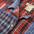EDDIE BAUER PATCHWORK PLAID FLANNEL SHIRT ... M