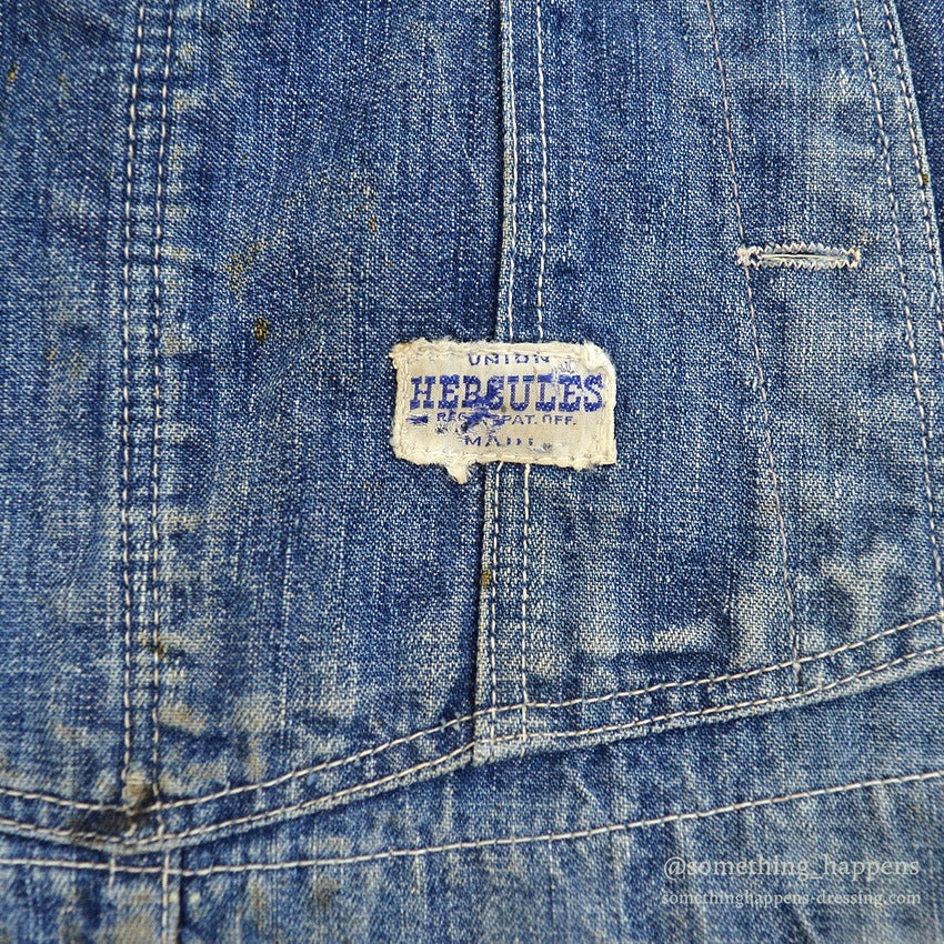 1950's HERCULES DENIM OVERALL SUN FADED ... W38/L28