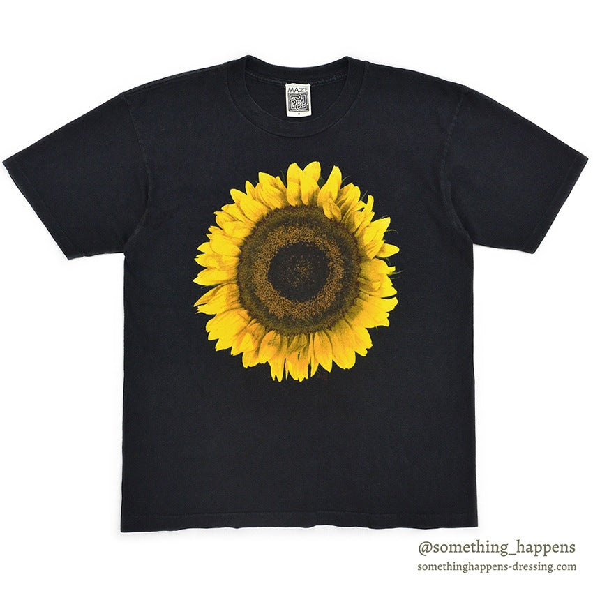 1990's MAZE SUN FLOWER T-SHIRT BLACK...M