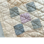 ANTIQUE NINE PATCH CALICO PATCHWORK CRIB QUILT... 122cm/90cm