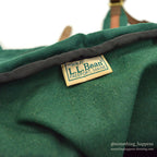 ~1980's LLBEAN GREEN CANVAS / BROWN LEATHER BACK PACK...