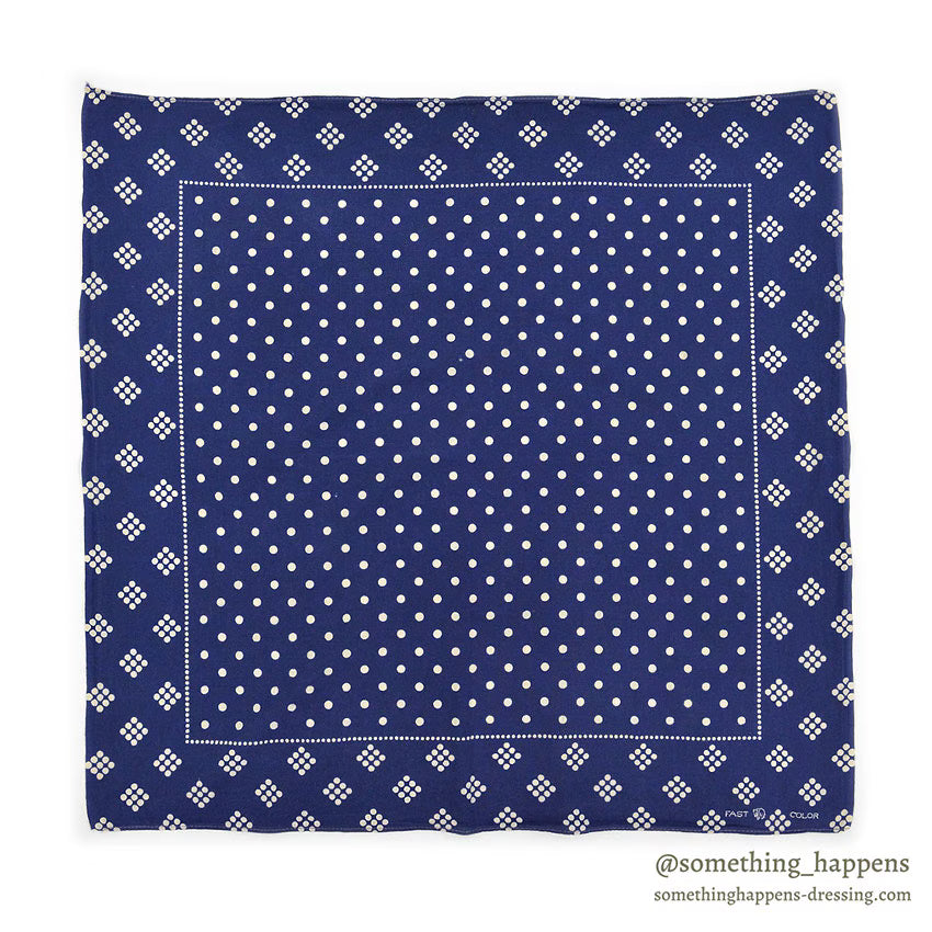 1930's~ ELEPHANT BRAND WHITE DOTS NAVY BANDANA TRUNK DOWN ...
