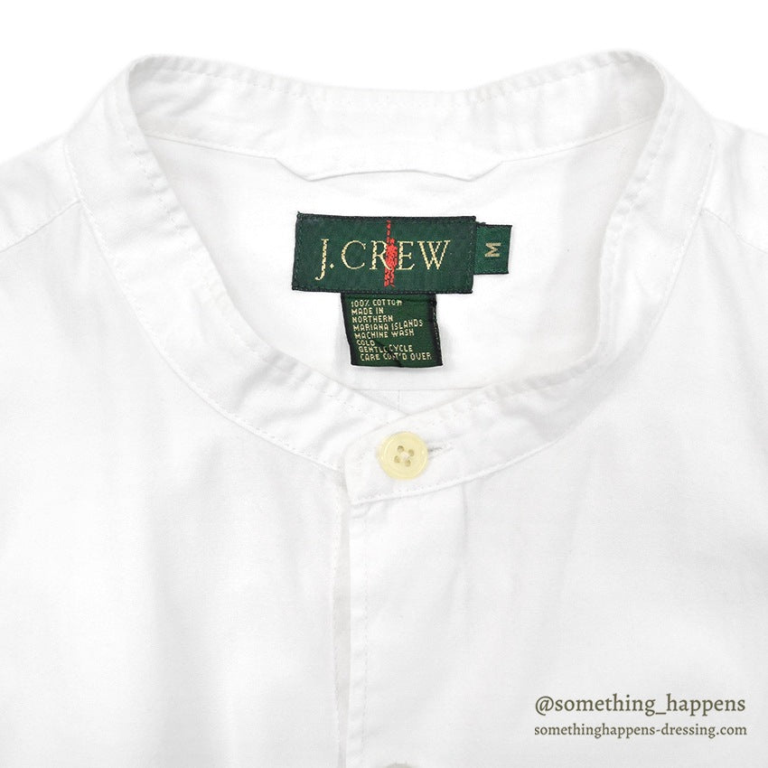 1980's J.CREW NO COLLAR WHITE SHIRT...M