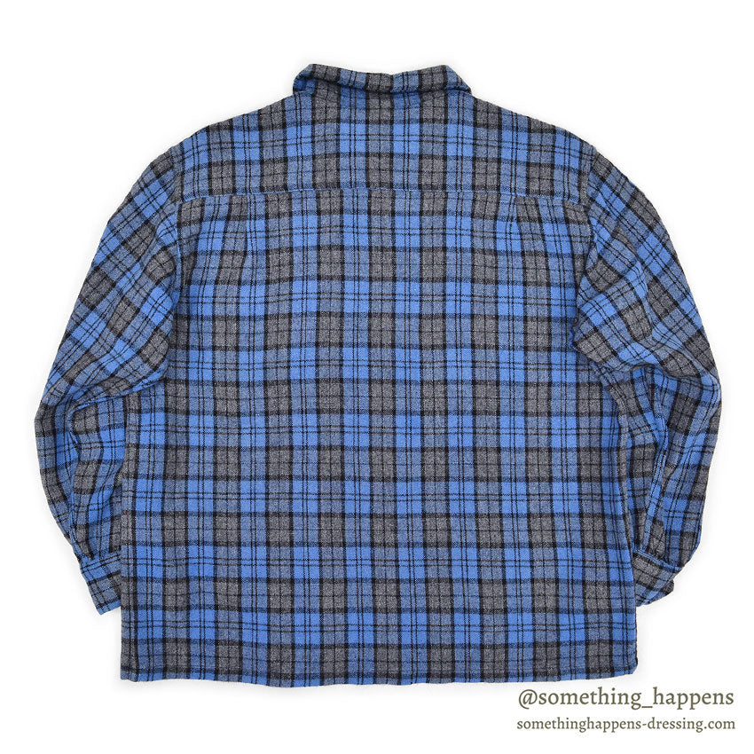 1950's~ UNUSUAL PULLOVER PLAID WOOL SHIRT...