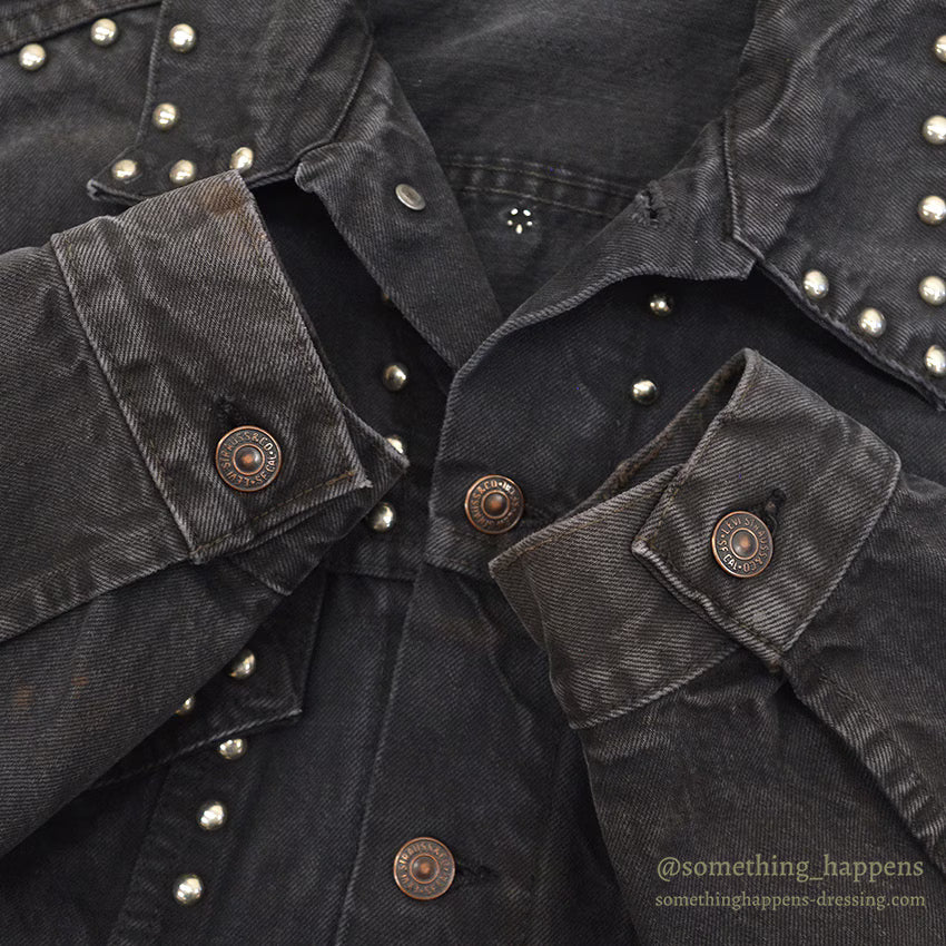 1960's LEVI'S 70505-0217 BIGE OVERDYED / BLACK WITH STUDS...