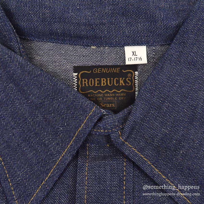 1970's~ DEADSTOCK SEARS ROEBUCKS WESTERN DENIM SHIRT ... X-LARGE