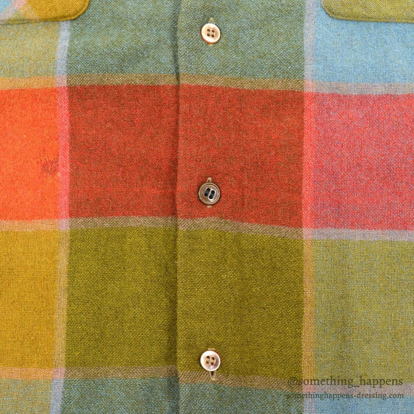 ~1960's Mckey's BLOCK PLAID WOOL SHIRT...