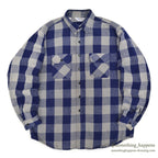 ~1980's FIVE BROTHER HEAVY FLANNEL SHIRT NAVY/GRAY ... XL-TALL