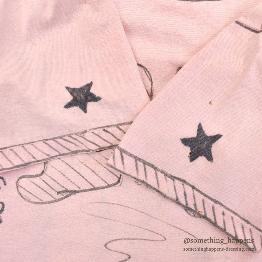 1960's TOWNCRAFT HAND DRAWING T-SHIRT / PINK...M