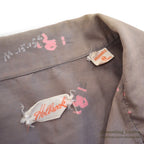 1950's GRAY/PINK JOCKEY PRINT S/S SHIRT ... M