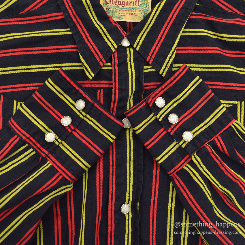 1950's GLENGARIFF BLACK & STRIPES WESTERN SHIRT...