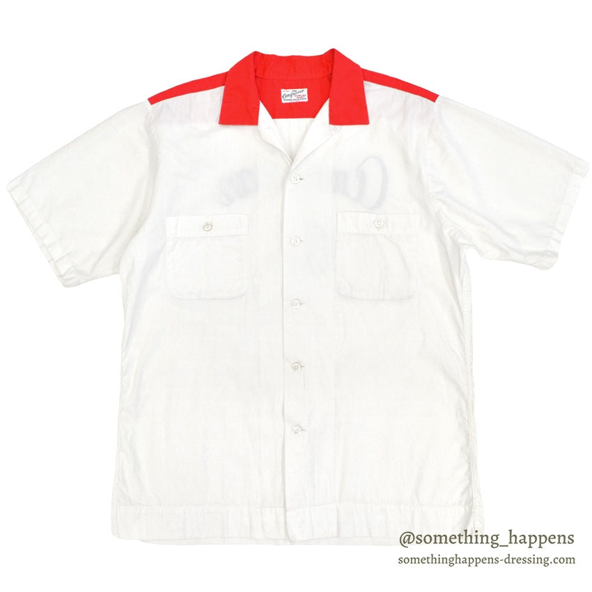 1960's THE CONQUEROR CHAIN ​​STITCH TWO-TONE BOWLING SHIRT...M