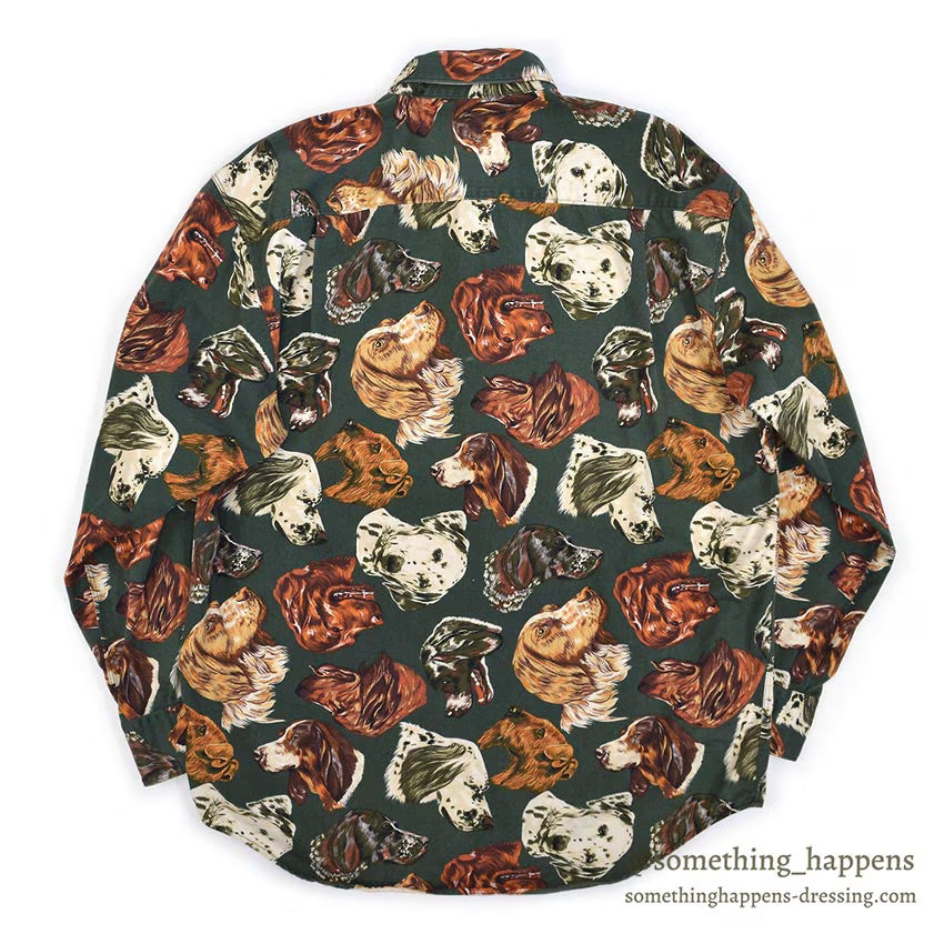 1980's BANANA REPUBLIC SAFARI & TRAVEL DOG ​​PRINT SHIRT 2 ... M
