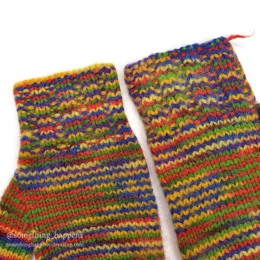 1960's HOME MADE HAND KNIT MITTENS 2 ...
