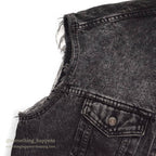 1980's Levi's 70507-0253 ACID WASH BLACK DENIM VEST / CHOPPED ... M
