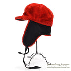 1960's~ RED FAUX FUR TRAPPER HAT...XL